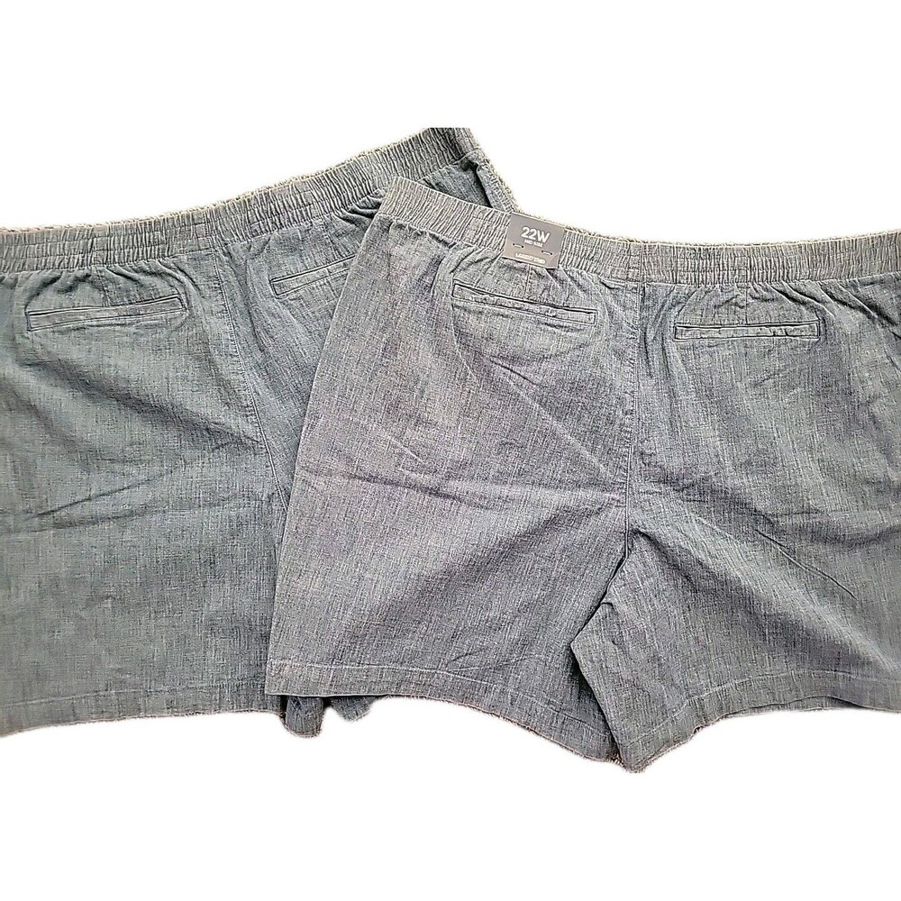 Lands’ End Bermuda Shorts 22W Chambray Blue Pockets Mid Rise Cotton Spandex Lot - Picture 4 of 8